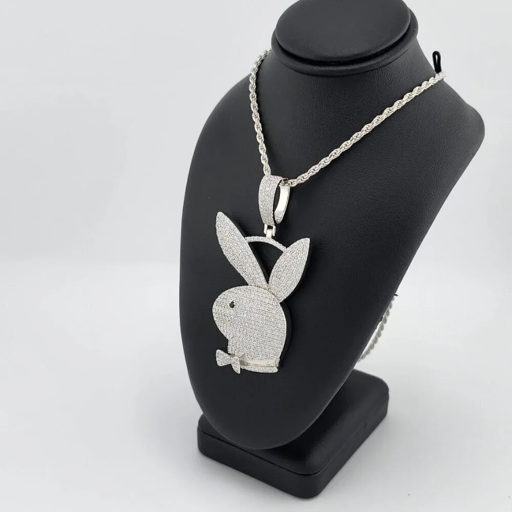 Brand New Sterling Silver 925 Bunny Face Necklace